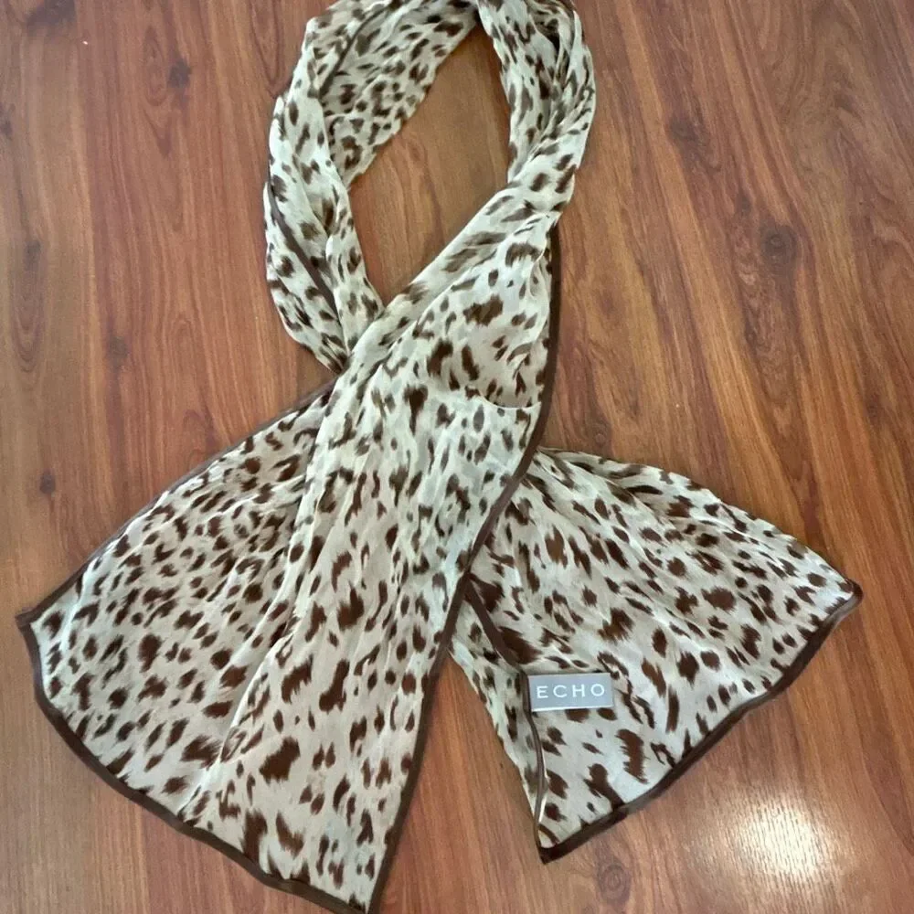 Echo scarfs inc animal print leopard Bloomingdale's 100% silk scarf